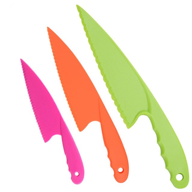 Barn plast køkkenkniv sæt børns sikre madlavning kok nylon knive til frugt brød kage salat salat kniv: 6