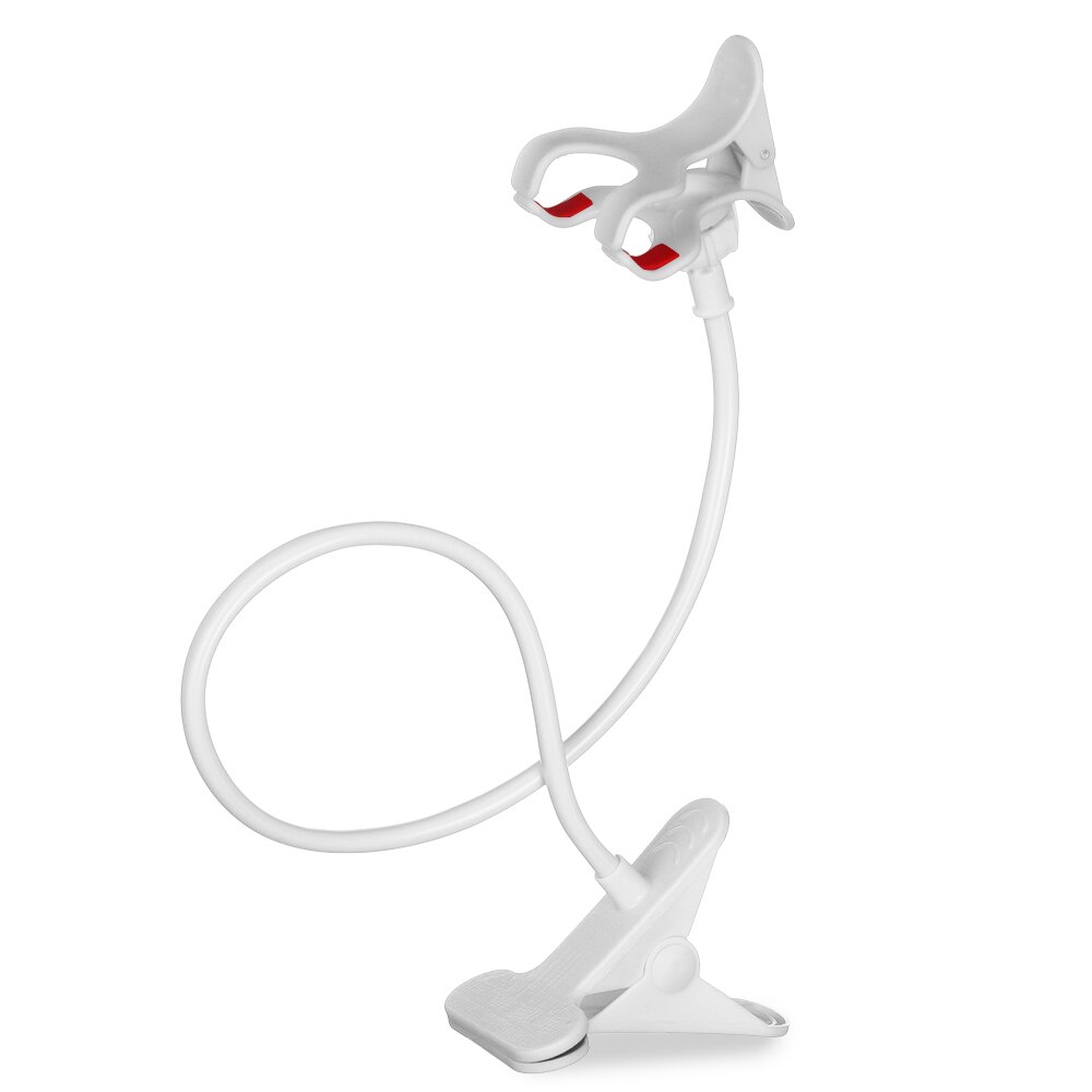 Flexible 360 Clip Mobile Cell Phone Holder Lazy Bed Desk Portable Adjustable Bracket Mount Stands Universal: White