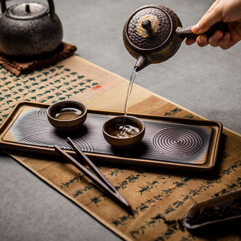 Luwu keramiske tebakker te bord håndlavet serveringsbakke kung fu te tilbehør