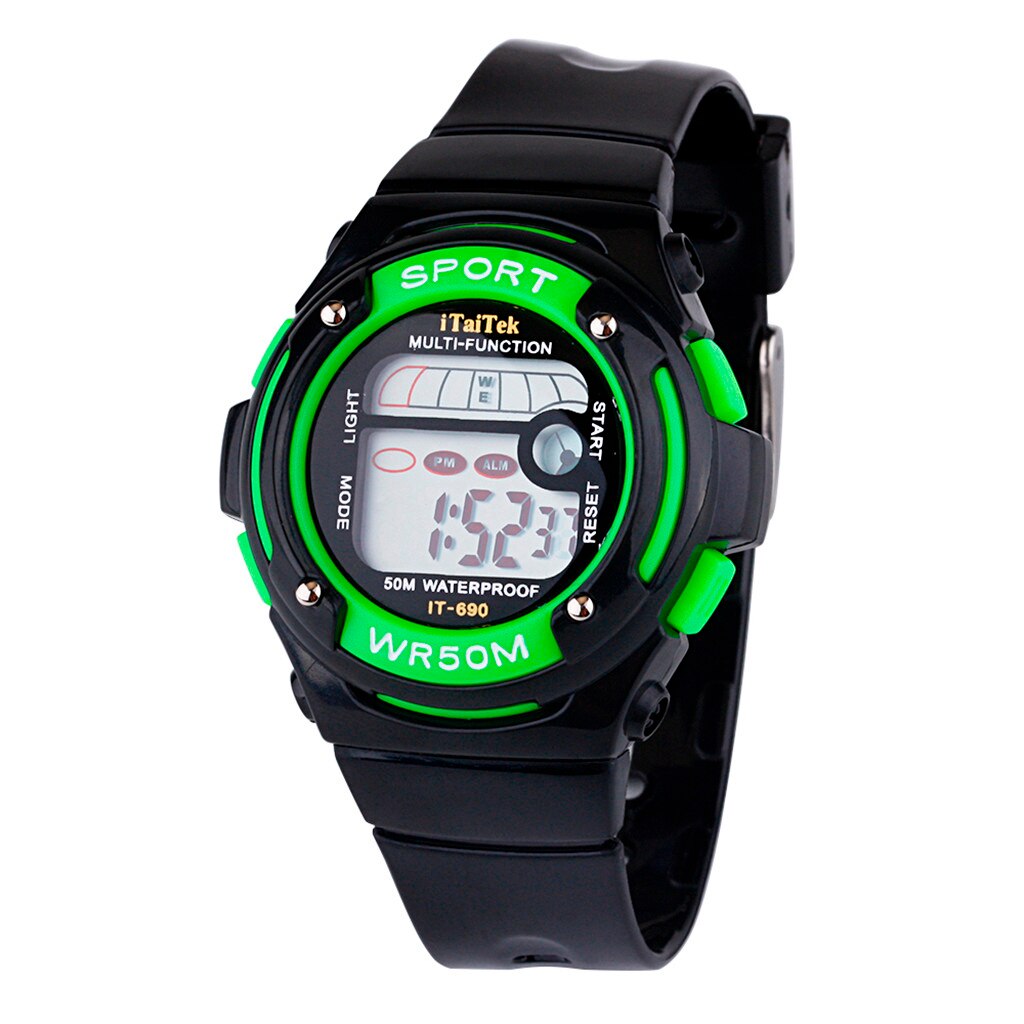 Digitale Horloge Voor Kinderen Wekker 30M Waterdichte Led Lichtgevende Sport Horloge Roestvrij Stalen Gesp Plastic Band Horloge: F
