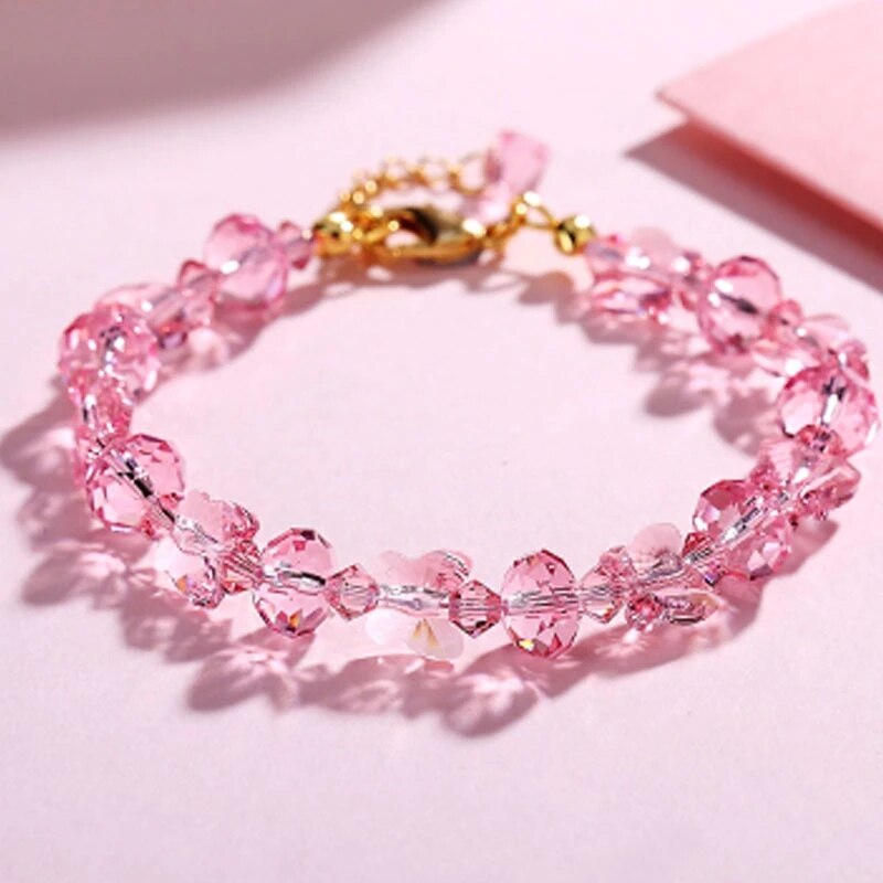 Ladies Butterfly Crystal Beaded Bracelets Sweet Temperament Bracelets & Bangles Charms Handwork Jewelry