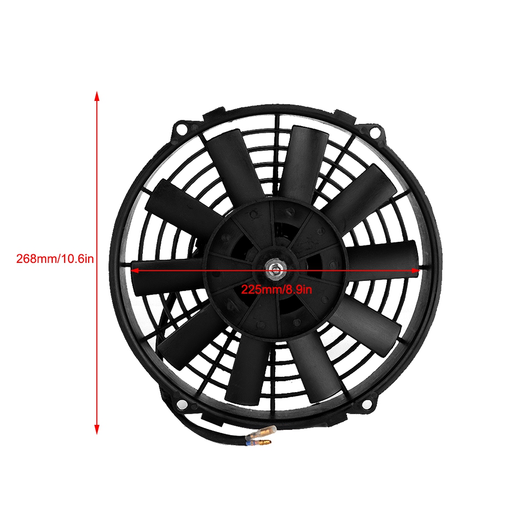 Universele Koelventilator 12V 24V 80W 9 Inch Auto Gebogen Blade Aircocondensor Elektrische Koelventilator radiator Koelventilator