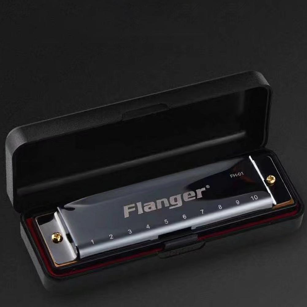 Flanger fh -01 diatonische blues mondharmonica standaard 10 gaten 20 toon met koffer c toonsoort voor beginners professionals