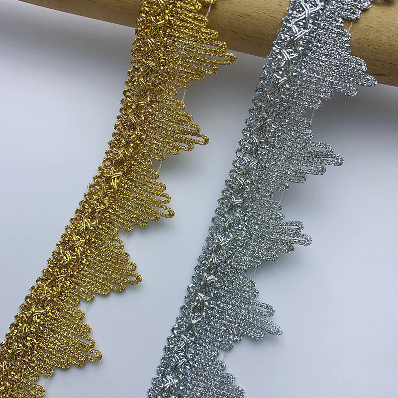 4m/13.12ft each bag golden silver lace trims big wide satin ribbons clothing curtain accessory handmade DIY sewing flower trim