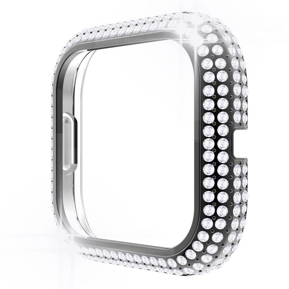 Coque de protection en strass pour Fitbit Versa 2 3 Sense, étui rigide scintillant pour montre, coque en diamant PC, cadre fin: Black / For Versa 2