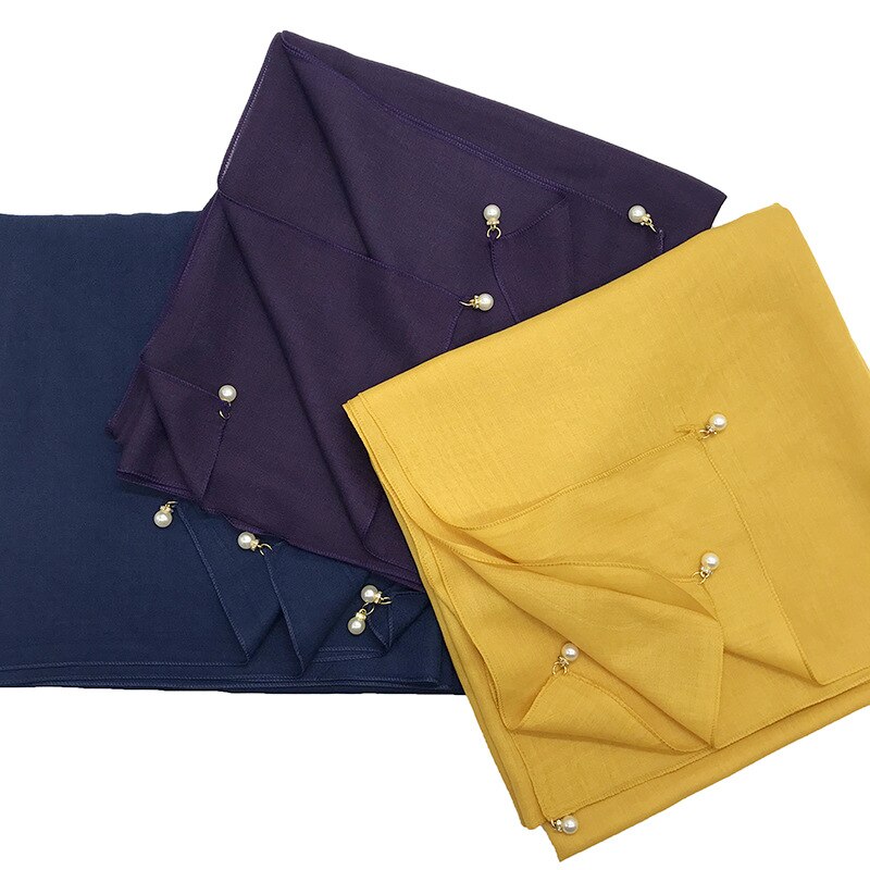 Vierkante hoofddoeken hangen grote parels dames moslim hijab viscose katoen maleisië hoofddoek tulband wrap 110 x 110cm