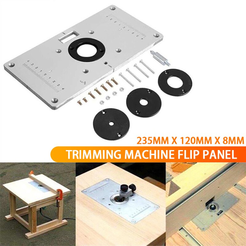 235 x 120 x 8mm bordplade aluminium bordindsatsplade  + 4 ringe skruer til træbearbejdningsbænke trimmer graveringsmaskine