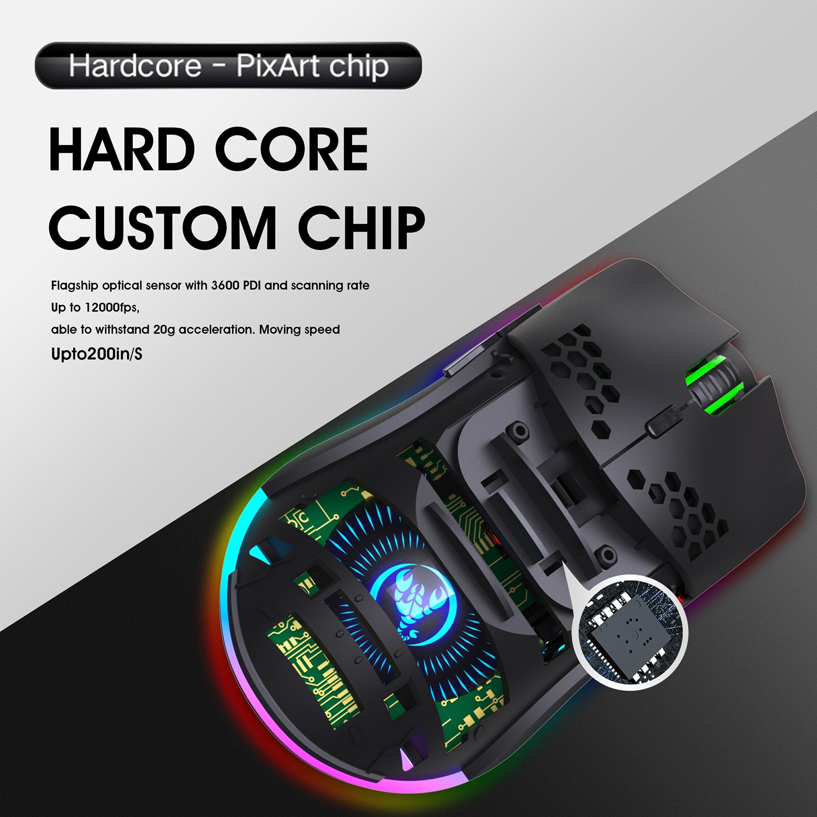 RGB Lighting HXSJ T66 RGB 2.4G Wireless Gaming Mouse Charging Mouse with Adjustable DPI Ergonomic for Desktop Laptop