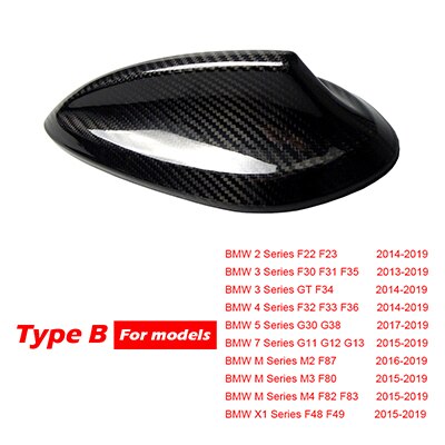 Real Carbon Fiber Shark Fin Antenna Cover For BMW E92 M3 F20 F30 F10 F34 G30 M5 F15 F16 F21 F45 F56 F01 F80 Antenna Cover: TYPE B