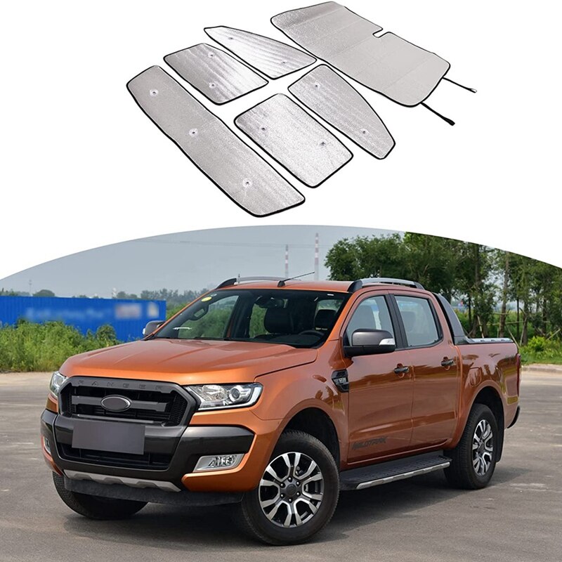Windshield Sunshade Kit For Ford Ranger Car Front Window Sun Shade Foldable Sun Visor Cover Accessories, 6PCS