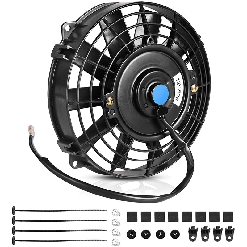 Universal Slim Fan Push Pull Elektrische Radiator Cooling Fans 12V 80W Motor Ventilator Met Mount Kit(Diameter 12 Inch)