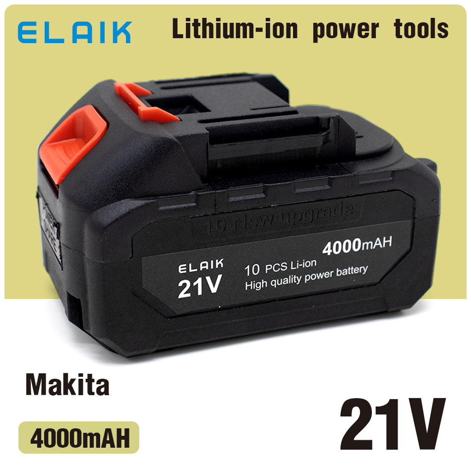 Batería de iones de litio recargable de 21V y 4ah, herramienta eléctrica inalámbrica de alta capacidad, adecuada para herramienta eléctrica Makita: Gris
