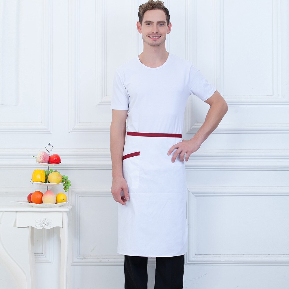 Männer Frauen Halb Schürzen Reine Farbe Einstellbare Küche Arbeit Tragen Schürzen Koch Restaruant Lebensmittel Service Kellner Uniformen Schürze: Weiß