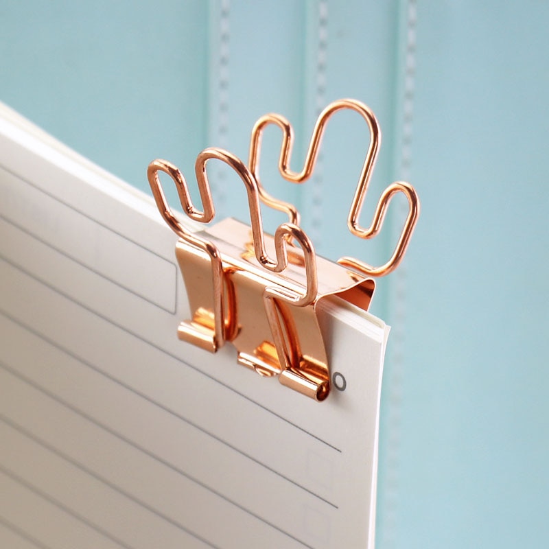 Tutu 12 stk./parti ensfarvet guld metal binder clips 25mm frisk stil blomst trykte noter brev papirclips kontorartikler  h0056