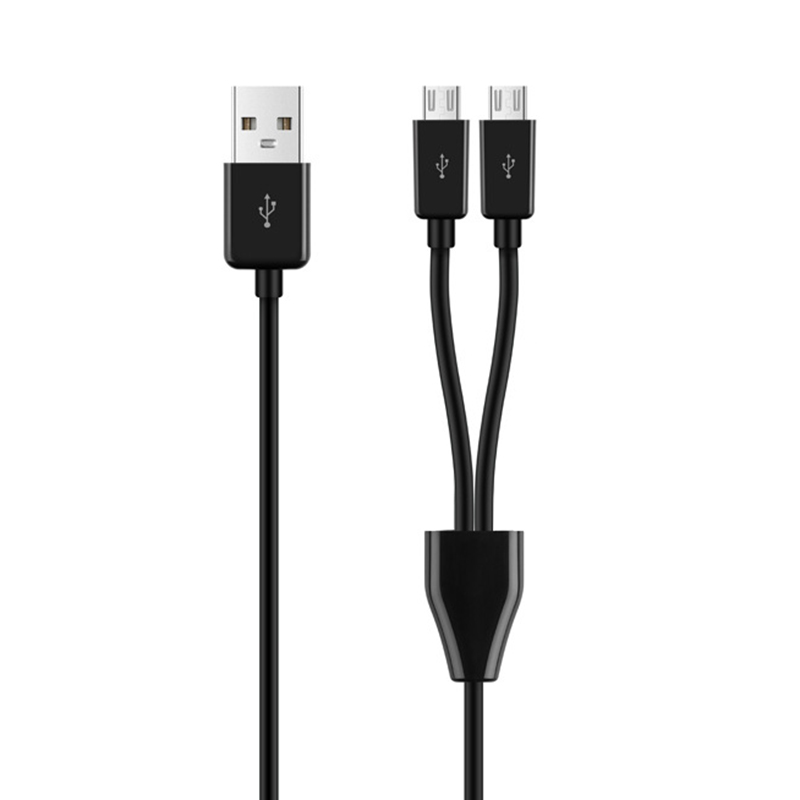 2 Port Micro USB to USB Y Splitter Charging Cable Dual Micro USB Multifuntion For Smartphone Tablet 0.2M 1M 2M 3M: black / 2m