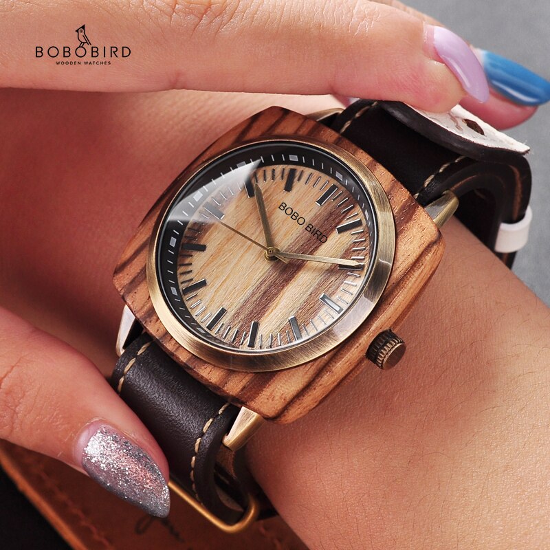 Bobo Vogel Часы Женские Waterdichte Quartz Dames Horloge Lederen Band Klassieke Vierkante Dial Vrouwen Horloges Custom Voor Haar