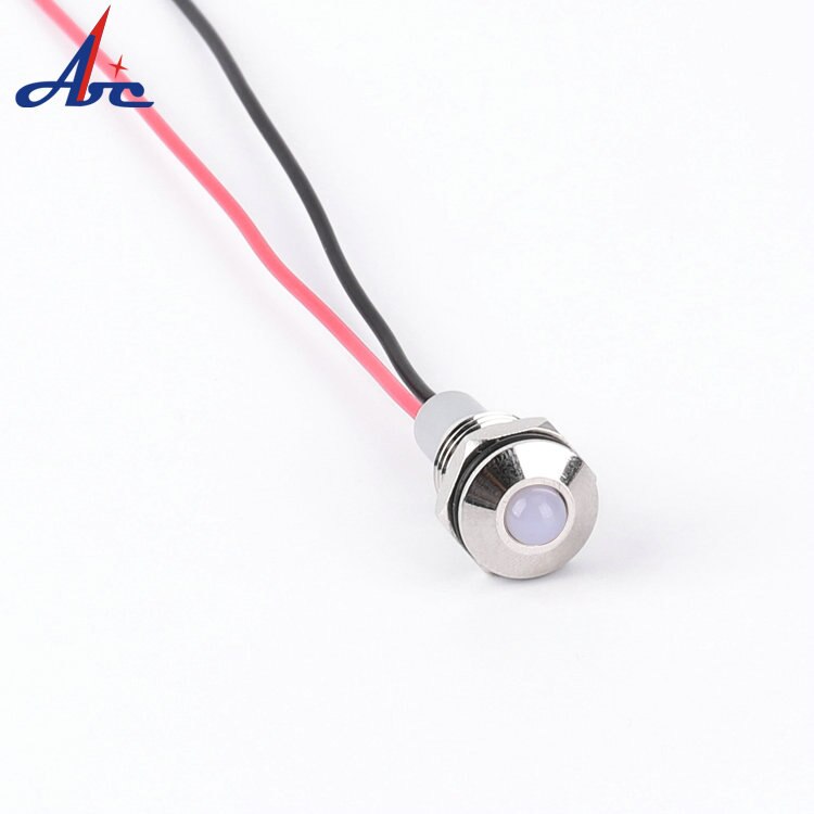 Mini lampe de bateau étanche à 12v 10mm avec boule métallique et 150mm câbles, lampe de signalisation d'avertissement, voyant d'équipement électrique