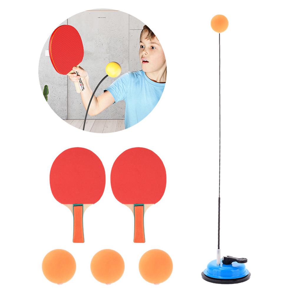 Portable Table Tennis Trainer Soft Rubber Wooden Material Training Ball Outdoor Parent-child Pitching Serve Machine Trainer