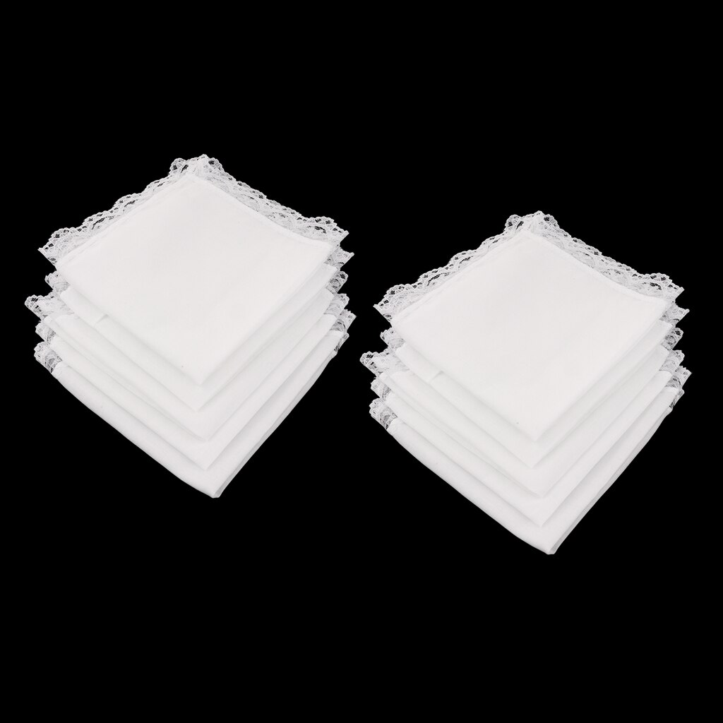 Hochzeit Braut Taschentuch Häkeln Spitze Krempe-Pack von 10 Stück-leer Weiß Baumwolle Taschentücher Tasche Quadrate für Männer