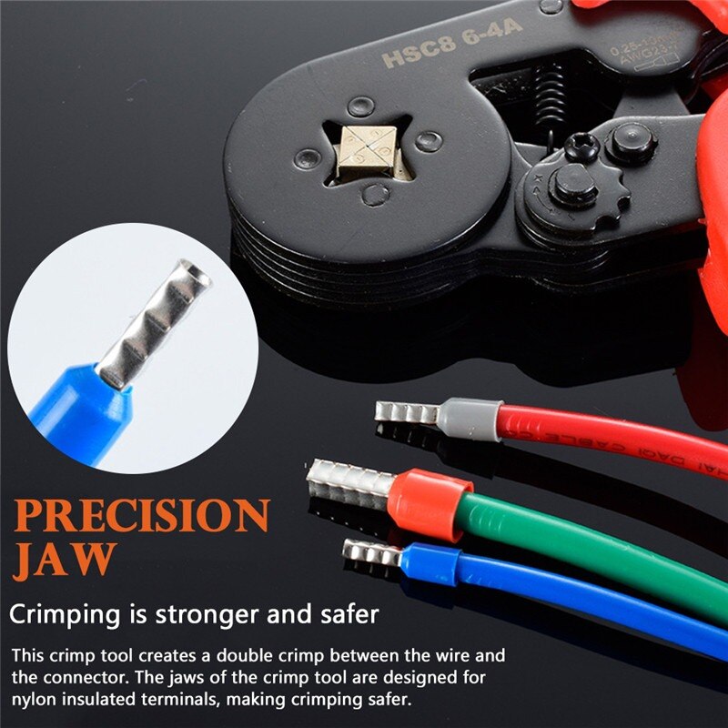 HSC8 6-4A ferrule Crimping Pliers 0.25-10MM² wire crimper tool Wire Stripper Hand Ferrule Crimp set Plier KIT With1200 Terminals