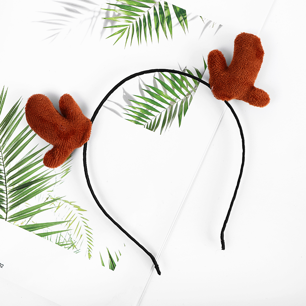 1pc Nette Plüsch Stirnband Elk Geweih Leopard Muster Geweih Stirnband Weihnachten Kopfschmuck Dekoration Mädchen Haar-accessoire