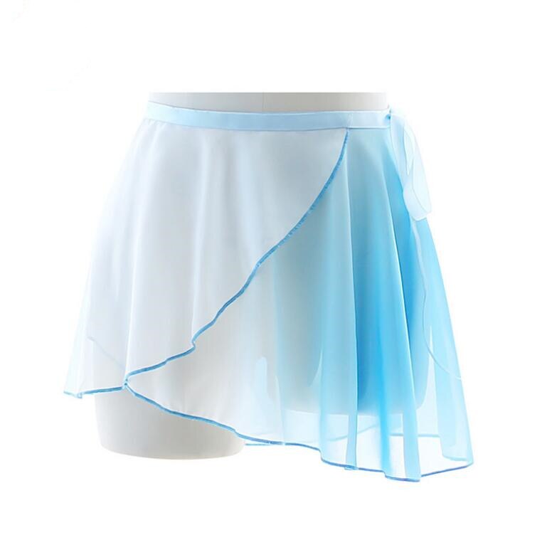 Faldas cortas de gasa para Ballet para mujer y niña, Ropa de baile ligera suave, falda de Ballet de Color contrastante negro-rojo: White Blue
