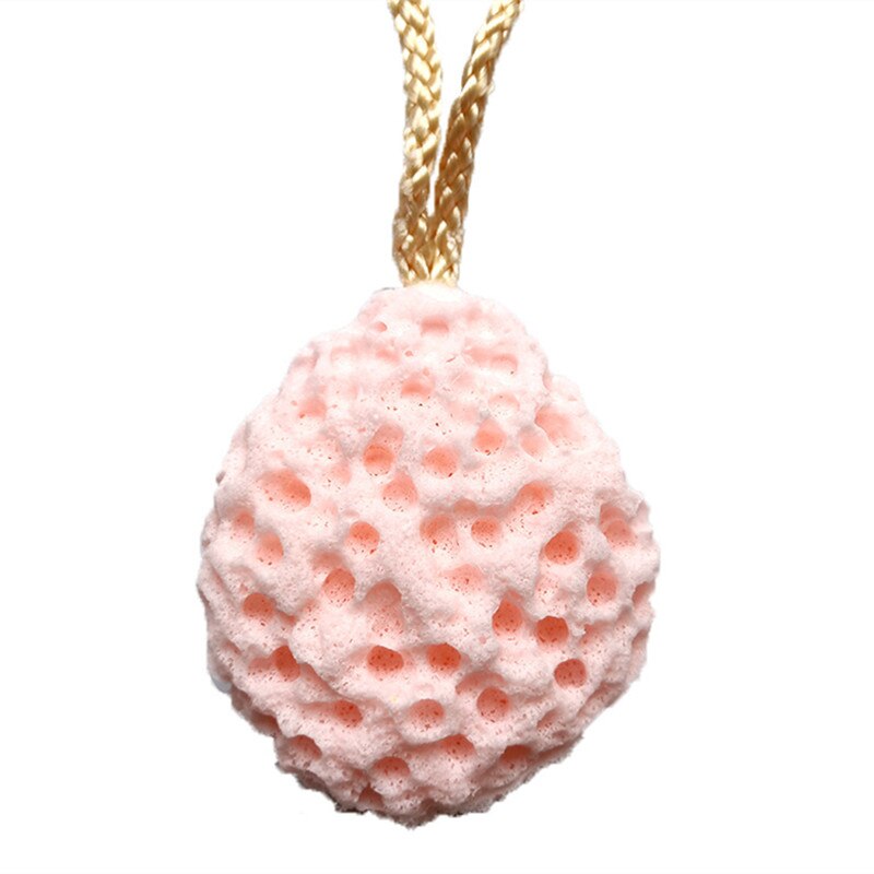 Pelota de baño suave en forma de panal con gotas de agua, esponja para ducha, frotar cuerpo, cepillos de baño para niños y adultos, suministros para Baño: Rosa