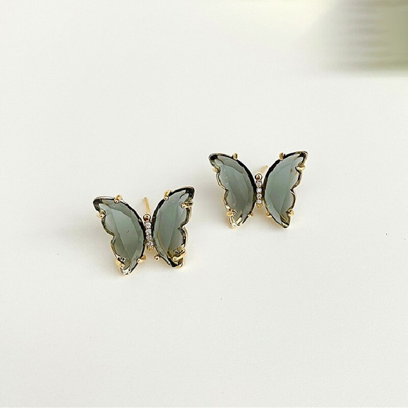kristall Schmetterling Zucht Ohrringe Für Frauen Grün Rosa Lila Nette Koreanische Schmuck Frauen Ohrring Bricons: e041hei
