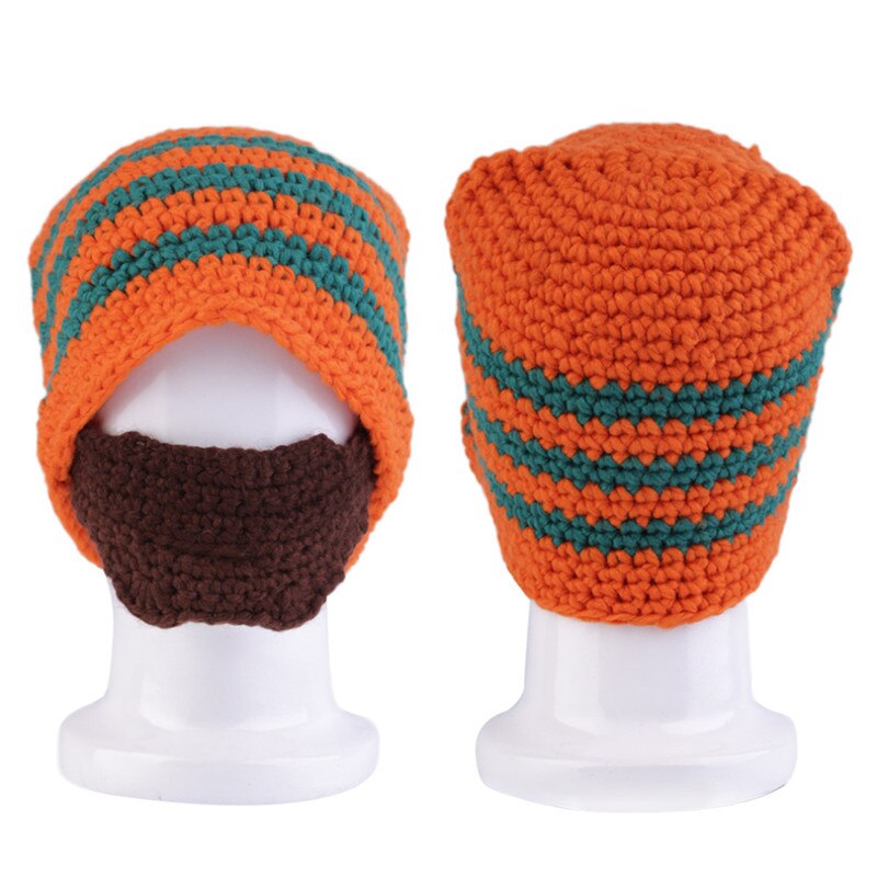 Vinter varm håndlavet strikket hæklet skæg hue cykel maske ski cap sjove hatte julefest unisex huer