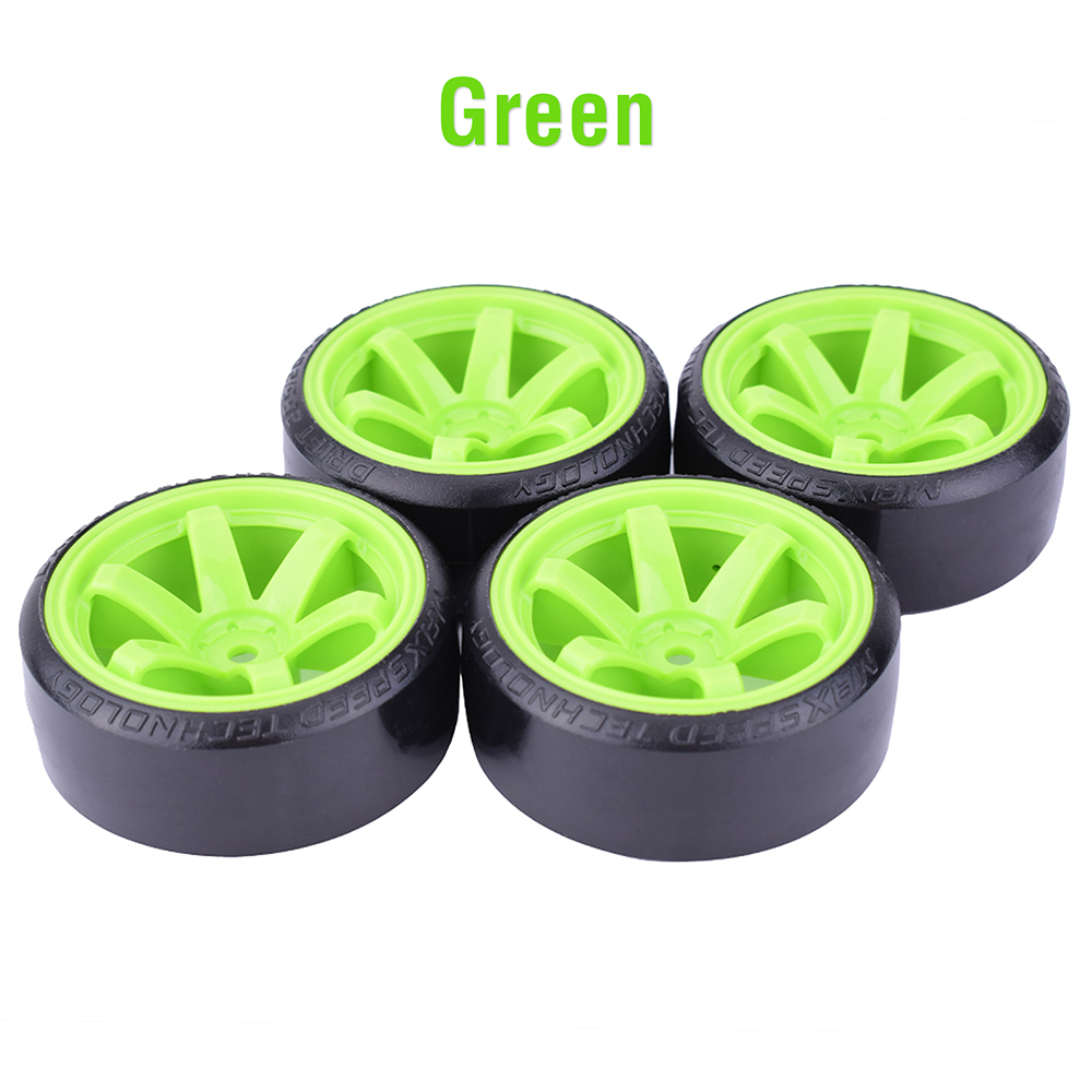 4 Uds 1/10 RC Drift ruedas de carretera neumático de patrón duro para 1/10 Traxxas D4 HSP HPI Sakura TT01 Tamiya Drifting RC accesorios de coche: Verde
