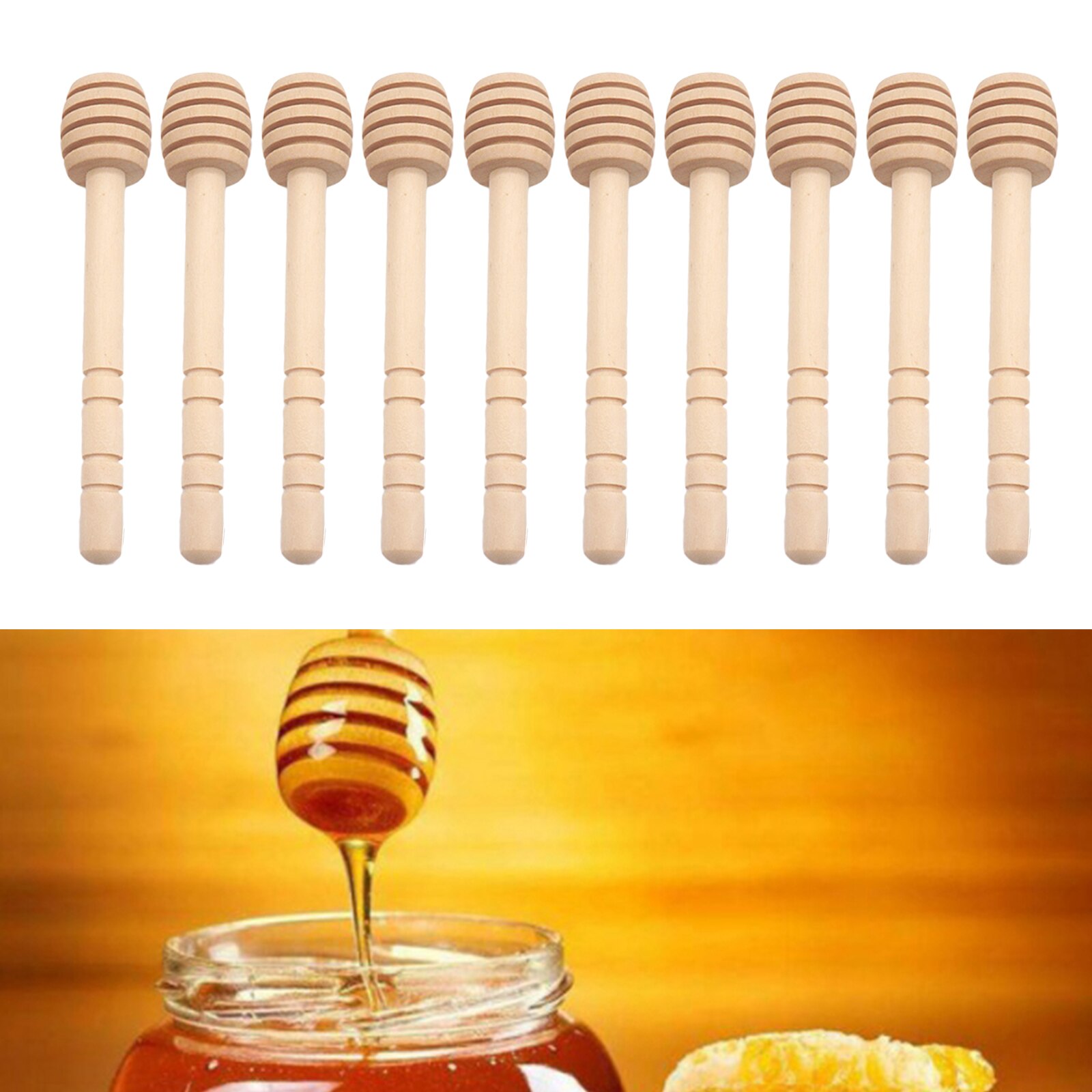 10PCS Wood Mini Honey Dipper Sticks Honey Stirring Wand for Honey Drizzling