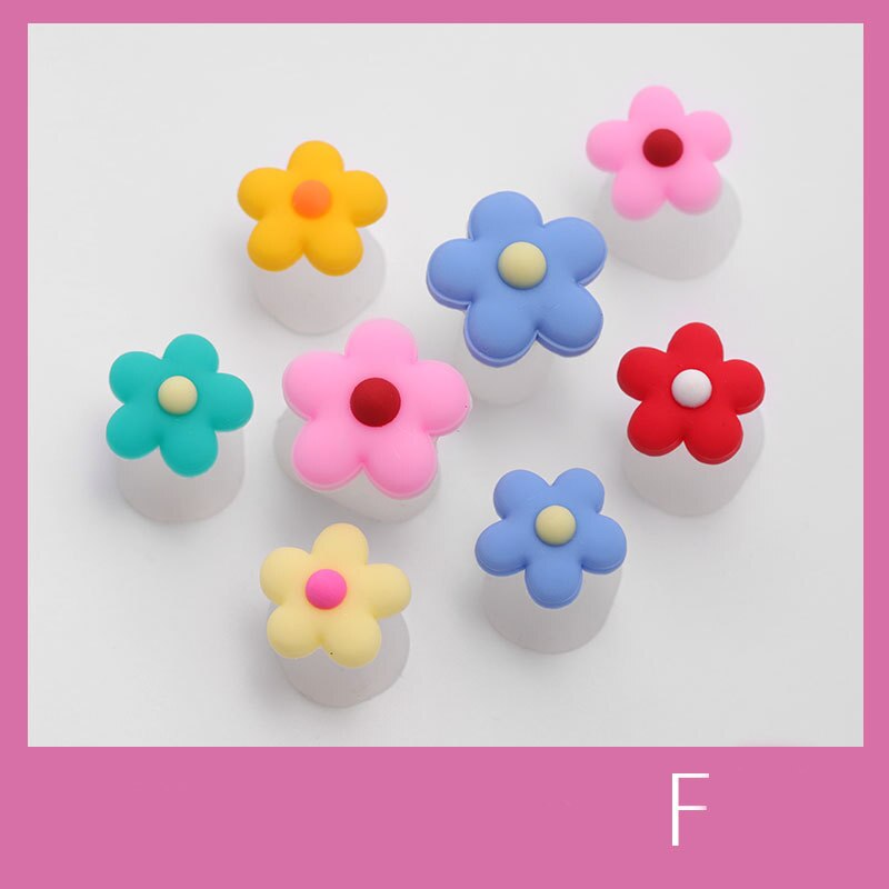 Separador de dedos de silicona para salón de manicura y pedicura, de perlas encantadoras, margaritas y flores, herramientas de arte de uñas, 8 Uds.: F