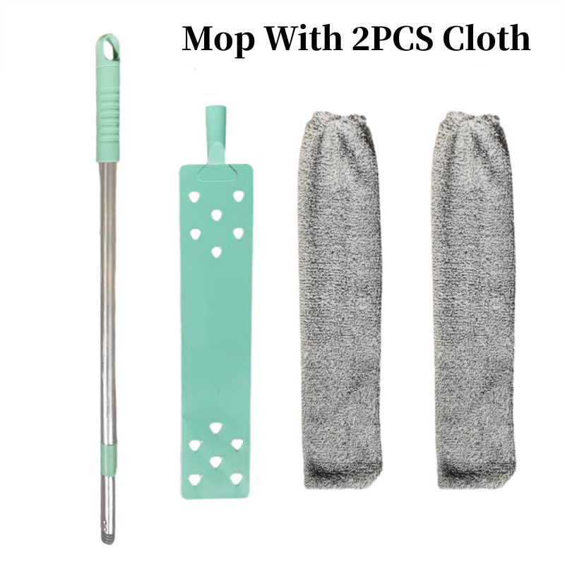 Dust Mop Floor Ceiling Cleaning Mop Long Handle Broom Bed Bottom Dust Cleaner Sofa Dust Removal Brush Household Cleaning Tool: Blue