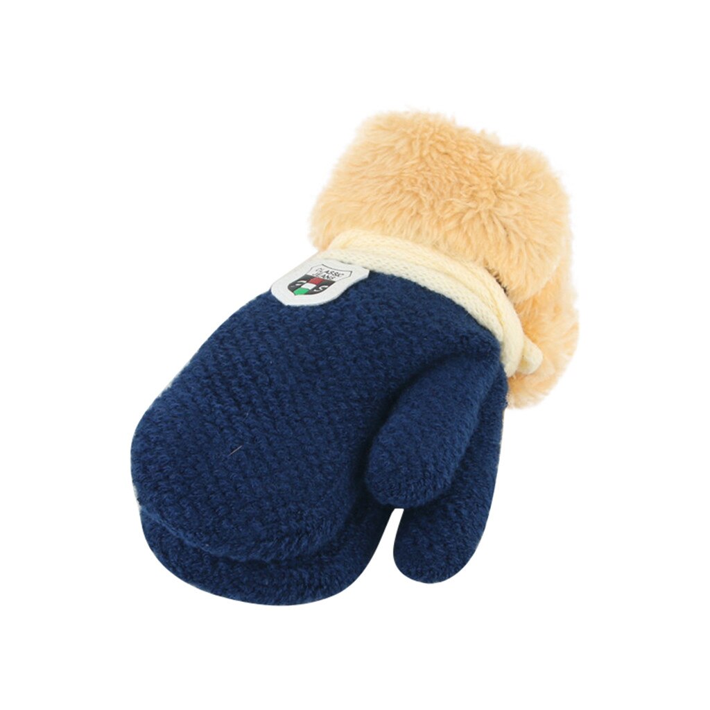 Navidad ofertas Winter Baby Fäustlinge Handschuhe Für Mädchen Solide Kinder Warm Halten Verdickung Und Furring Gestrickte Handschuh детские