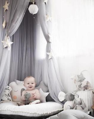 baby seng mygg krybbe tyll gardiner til soverom leke hus telt prinsesse krone kuppel seng gardin til låve barnerom: Grå