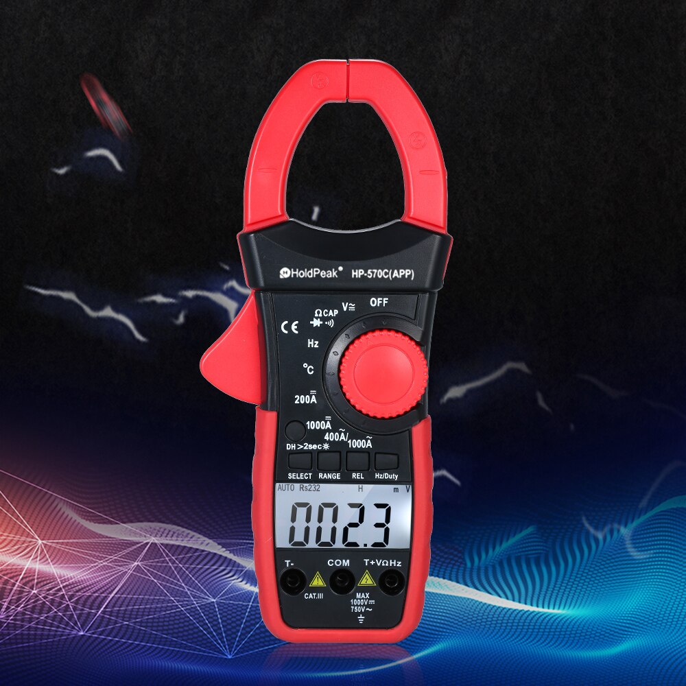 HoldPeak Digital Current Clamp Meter Ammeter Resistance Tester AC/DC Amperimetric Clamp Multimeter with Backlit Display