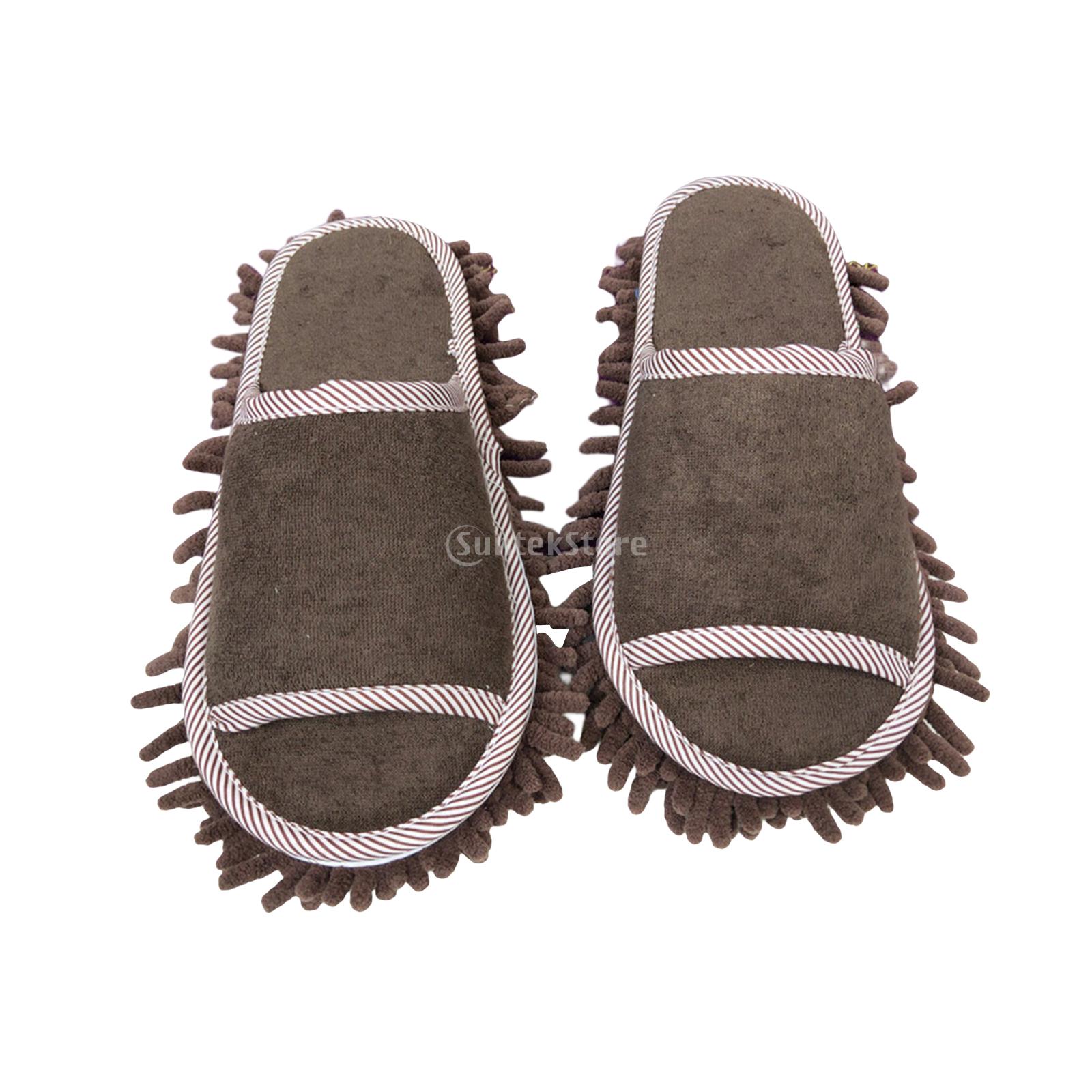 1 Pair Microfiber Mop Slippers Detachable Cleaning Tool for Home Dusting Moping Unisex Soft Brooms Household Washable Durable: army green