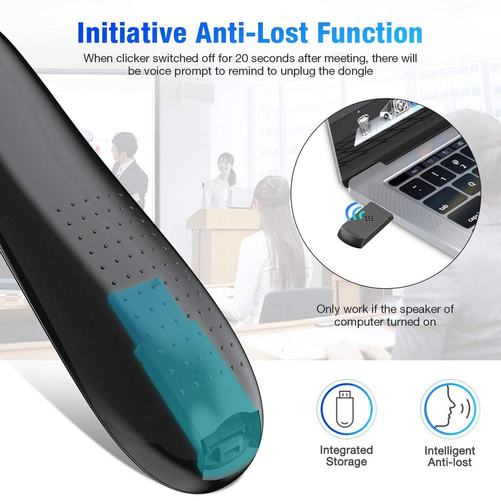 20 meter Afstandsbediening Afstand Draadloze Presenter Benadrukken Vergroten Digitale USB Oplaadbare PPT Presentatie Clicker