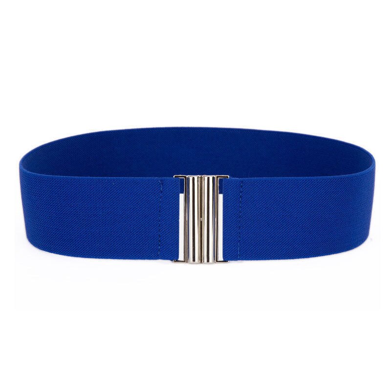 Ceinture de taille élastique pour femmes, 1 pièce, boucle argentée, large et extensible, Corset, accessoires pour vêtements: Bleu