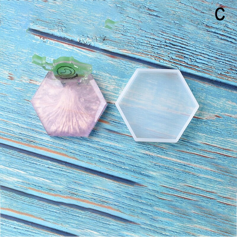 Siliconen Mal Diy Cup Mat Pad Handgemaakte Mallen Ambachten Epoxyhars Mal Geometrische Vorm Zeshoekige Vierkante Ronde Thermische Isolatie: C