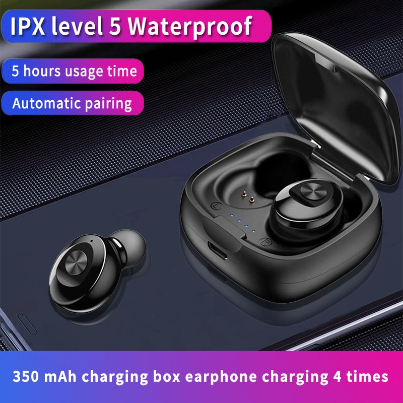 IPX5 Bluetooth Wireless Headphones 3D Stereo Sound Earbuds with Charging Box Waterproof Sport Earpiece Long Battery Life Headset