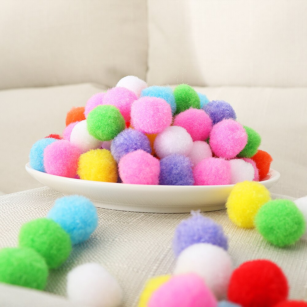 100pcs 10/15/20/25/30/40mm Cute Mini Fluffy Soft Pom Poms Pompoms Ball Kids Toys DIY Children's Handmade DIY Toys