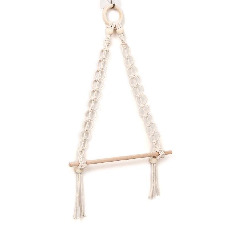 Nordic Macrame Wall Hanging Wooden Stick Toilet Paper Holder Towel Hanger Decor 11UA: 1