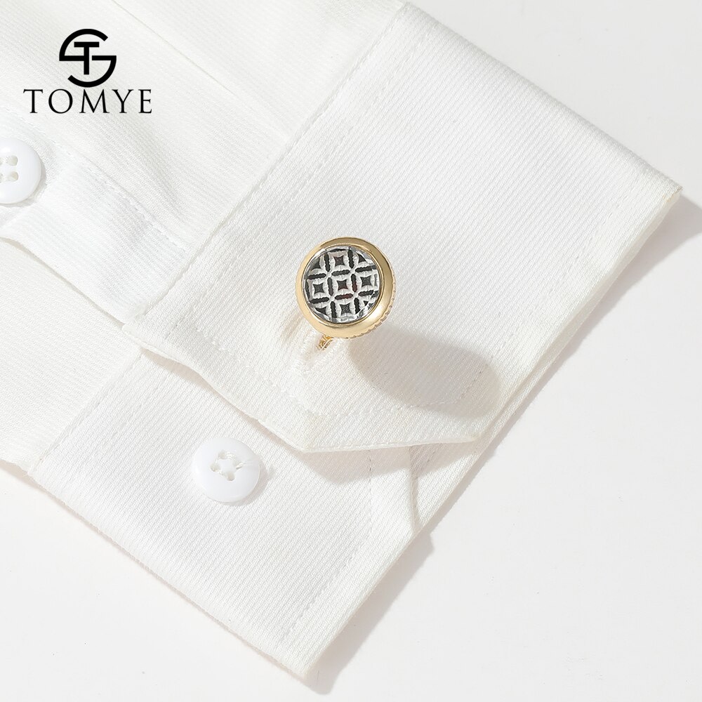 Boutons de manchette pour hommes TOMYE XK20S041 boutons de manchette en métal rond en or de pour