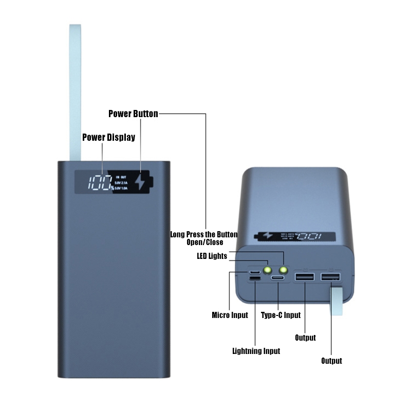 18650 powerbank-hüllen mit zwei usb-anschlüssen, kabellosem ladegerät, akkubox und handy-ersatzteilen