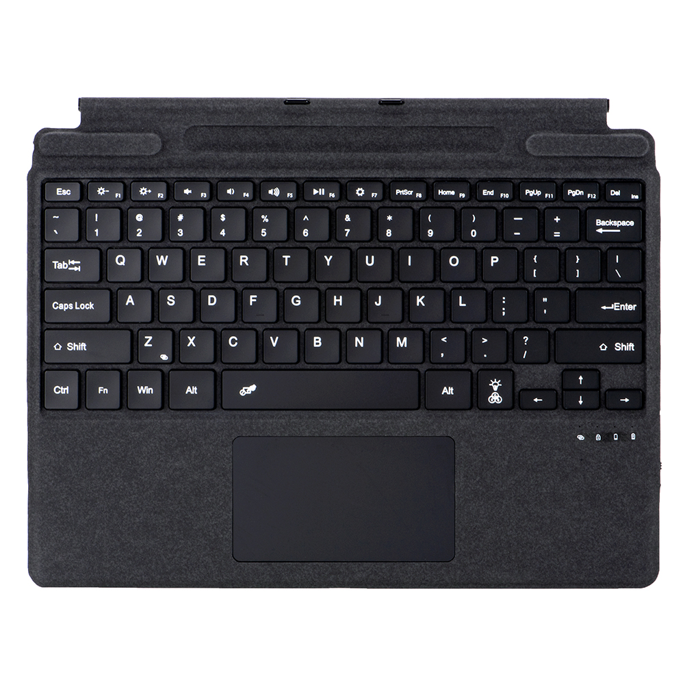 Magnetisch toetsenbord voor Surface Pro 11/10/9/8/X Slank Bluetooth draadloos toetsenbord met touchpad, pensleuf, achtergrondverlichting, Type C Charge: Black