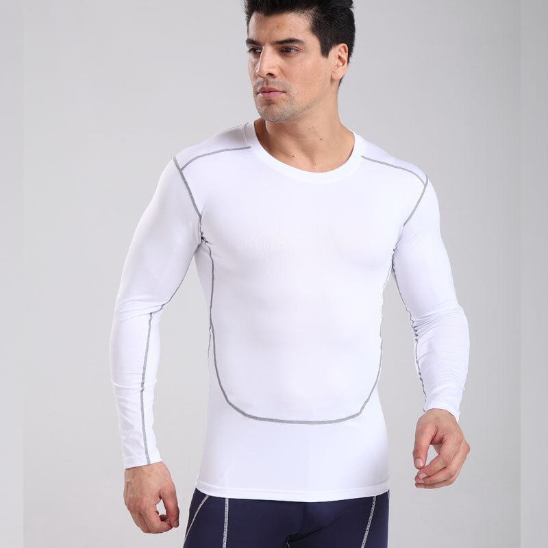 Quick Dry Compression Long Sleeves T Shirts Men Fitness Cycling Clothing Skinny Tights Bodybuilding Running Gym Tops Elasticity