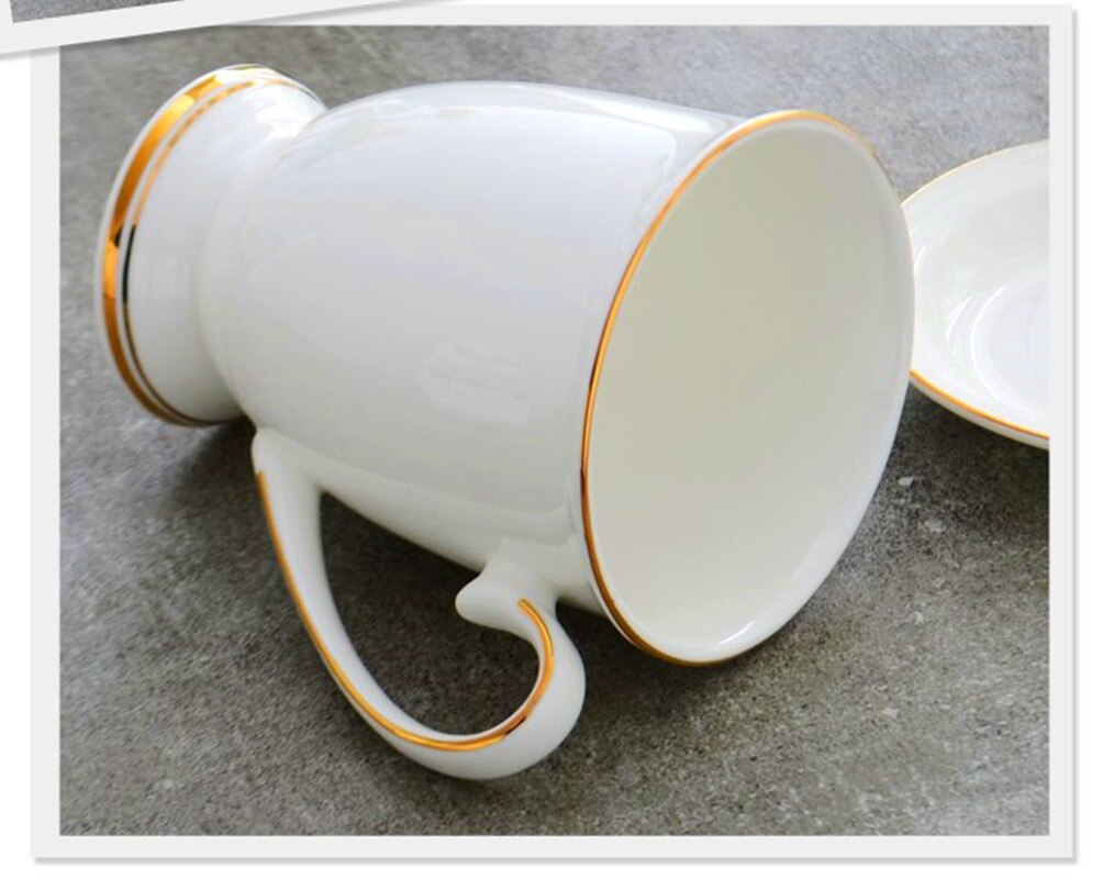 Koffie Mok Met Deksel 300Ml Wit Bone China Porselein Thee Kopjes Met Deksel Luxe Dessert Schotel Engeland Middag thee Mok