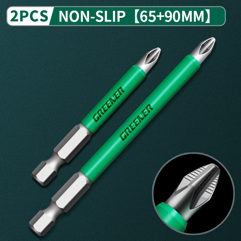 Jeu de tournevis électriques à vis Greener 25 50 65 70 90 150mm PH2, tête magnétique antidérapante, croix à haute dureté, perceuse à main: 65 90mm 2pcs
