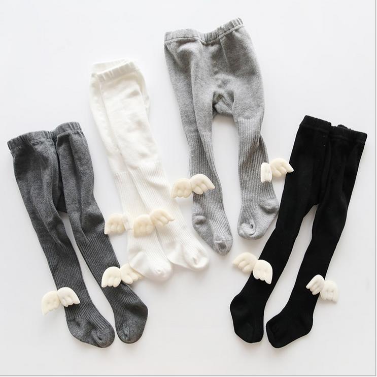 Infantile enfants bébé filles collants ailes d'ange couleur unie câble tricot Leggings doux coton collants
